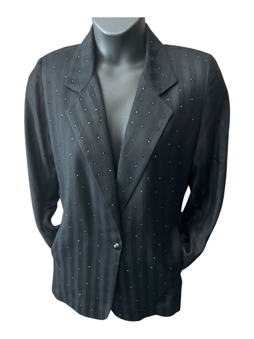 Black Beaded Pinstripe Women's Blazer